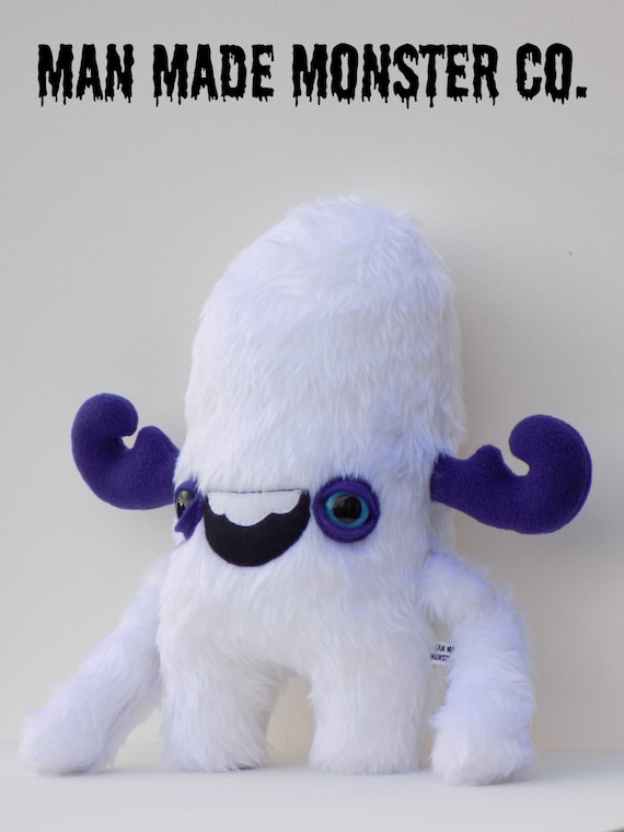 plush monster yeti. handmade soft faux fur toy. designer plushie toy