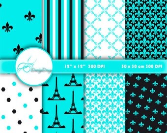 Paris Digital Paper Download, Digital Background Paper Pack, Paris Digital Pattern, Digital Scrapbook Paper 370