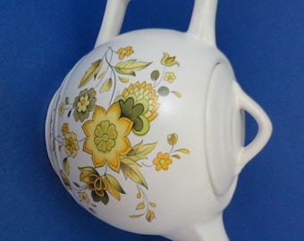 Vintage McCoy Teapot, Cream White, Yellow Flowers Design