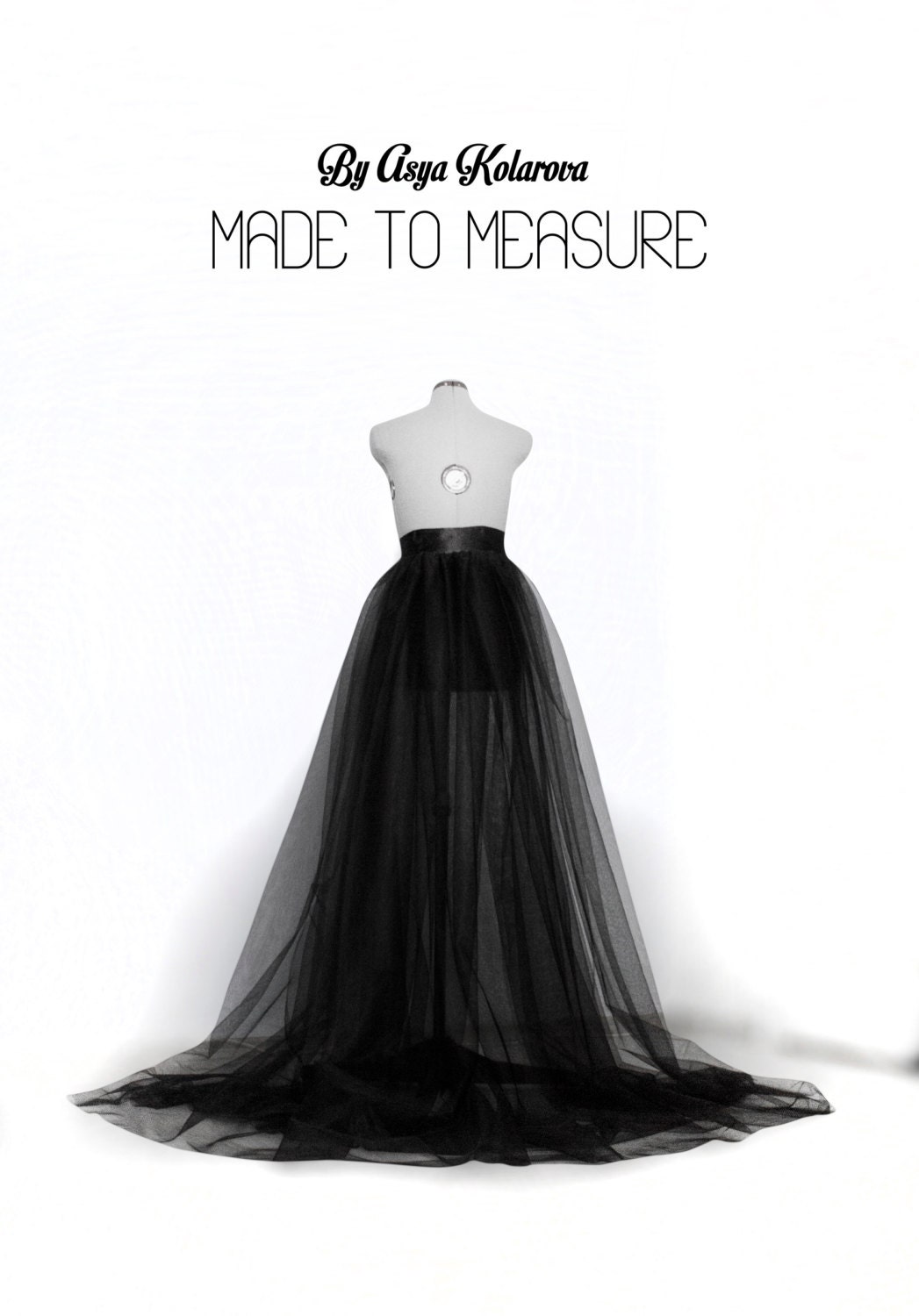 Detachable tulle overskirt Bridal overskirt Black Prom Wedding