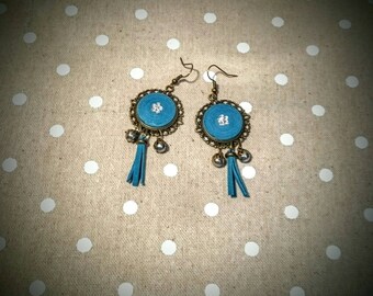 Boucles d'oreilles bleu canard