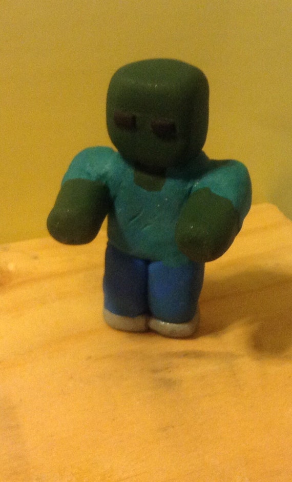 Minecraft zombie polymer clay figure