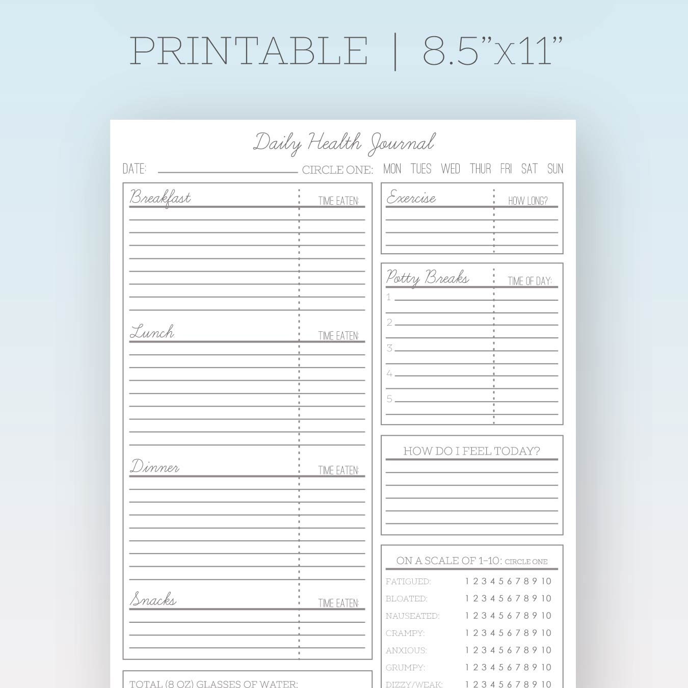 Health Diary Template Free - Free Printable Templates