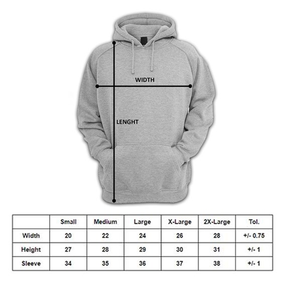 An Unisex Hoodies Sweatshirts Size Chart Not For Sale For