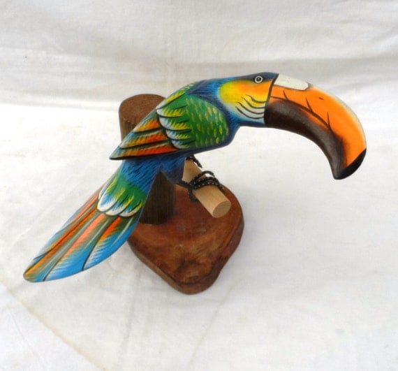 Toucan wood carving tcn12 by forestvillage on Etsy