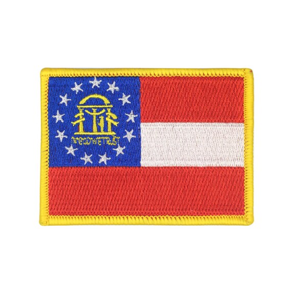 State of Georgia Flag Patch US Embroidered Patch Gold Border