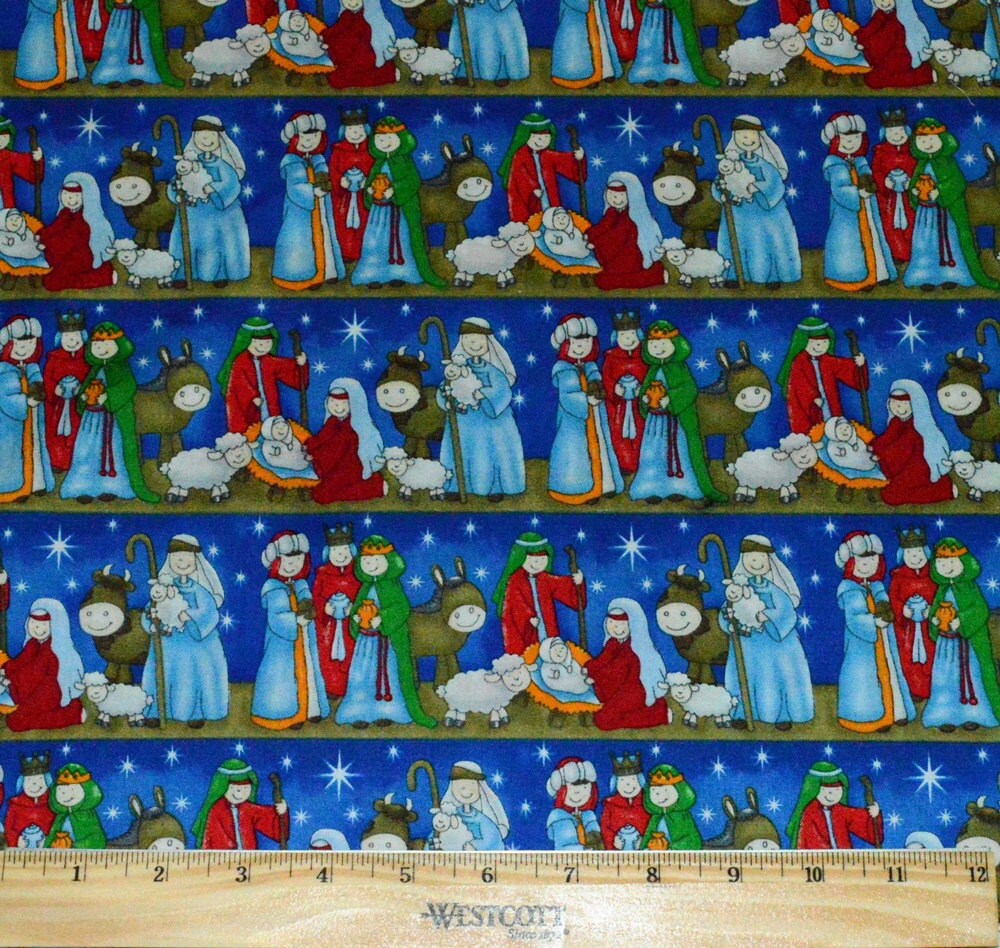 CHRISTMAS NATIVITY FABRIC By the Half Yard / For Quilting