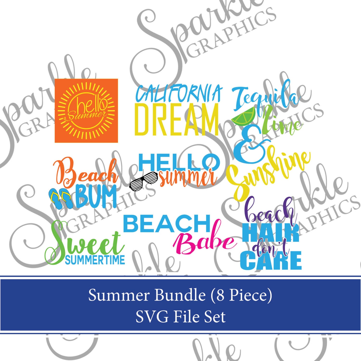 Download SALE Summer SVG Bundle Set Summer Lake Beach Hair Don't