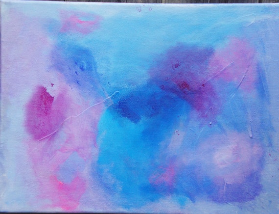 Blue Pink and Purple Abstract Acrylic Painting by MMXpaintings