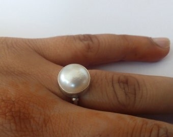 Pearl ring, Silver Ring, Silver pearl Ring,92.5% solid sterling Silver Ring, Pure Sterling Silver Ring, size 3-12(USA Standard)