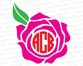 Flower SVG, Rose Monogram Flower SVG Files, Flower SVG Files, Rose Svg Files, Flower Monogram Svg File, for Cricut Machine, Instant Download