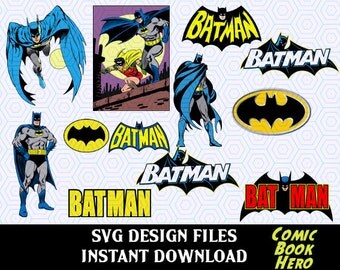 Super Hero Batman SVG Logos and Super Hero Figures, SVG, PNG T Shirt Design for Silhouette Cameo Cut Files, Svg Print and Cut Files