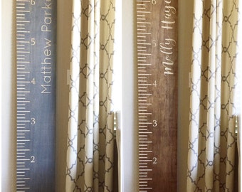Engraved Stained Wood Growth Chart Measuring stick for Nursery or Kids Room