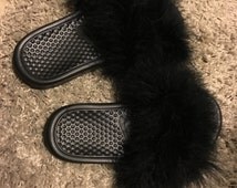 Unique fur slides related items | Etsy