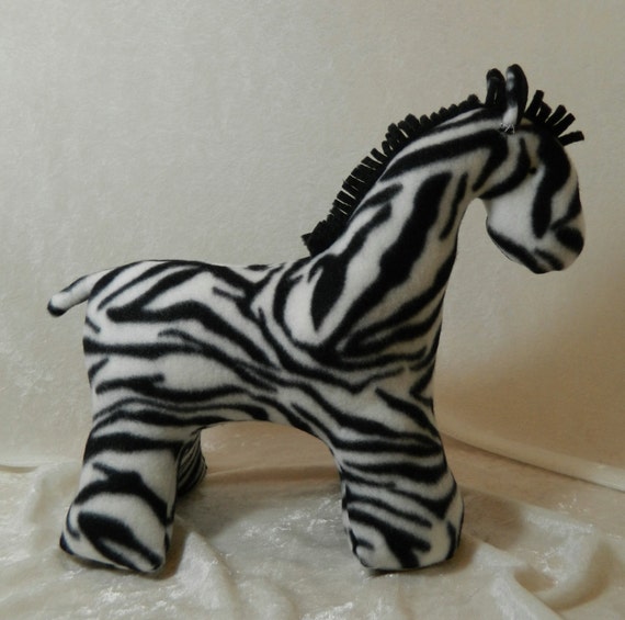 Small stuffed fleece zebra zebra stuffed animal by Tallydoodle