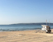 Dorset, beach photograph, life guard station, colour, original, mounted, digital print, sun, sea, summer