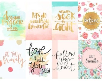 Motivational Quote box Planner Stickers - Just Breathe - full box tab flag happy planner erin condren matte glossy weekly