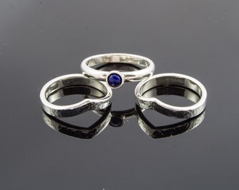 Silver stack rings with Lapis lazuli