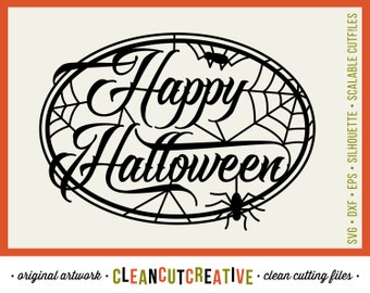 SVG Happy Halloween svg Trick Or Treat svg Halloween svg spider cob web svg - Studio3 DXF EPS png - Cricut & Silhouette clean cutting files