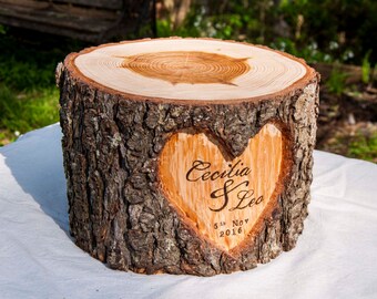 Personalized Wedding Cake Stand, Custom Wedding Cake Stand, Rustic Cake Stand, Wedding Centerpiece, Wood Cake Stand, Log cake stand