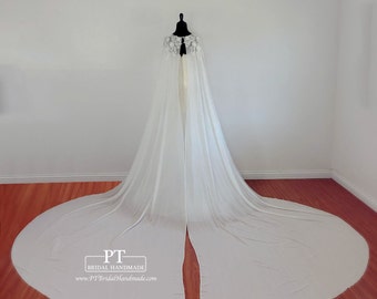 Cathedral Wedding Cape #54, Wedding Capelet, Bridal Capelet, Two Piece Bridal Cape, Bridal Cover Up