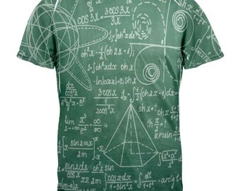 Math Geek Formulas Chalkboard All Over Adult T-Shirt