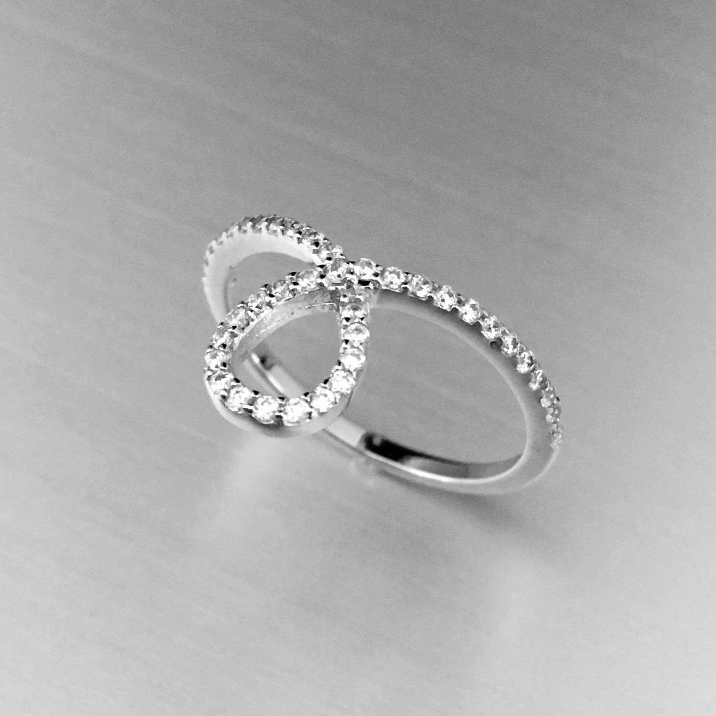 Sterling Silver CZ Loop Ring Pinky Ring Midi Ring by IndigoandJade