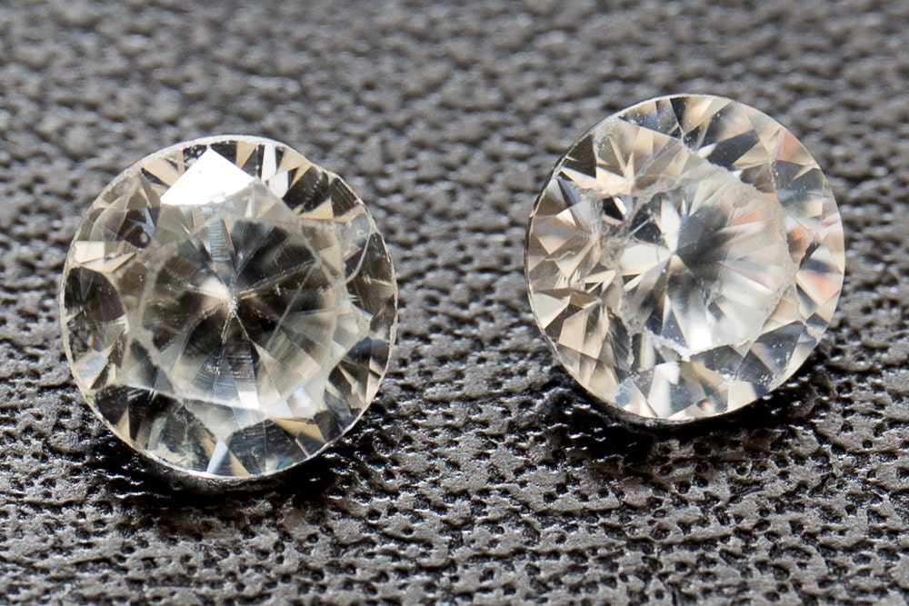 Natural White Zircon, Matching Pair of Round Brilliants, 2.30ct total ...