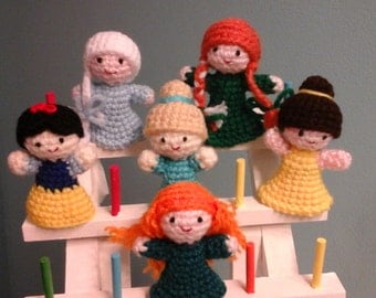 Princess finger puppets, set of six.