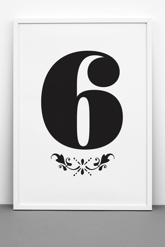 Number 6 print printable 0-9 Poster downloadable