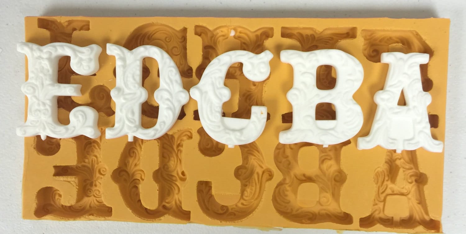 Filigree Alphabet mold hard candy chocolate ice by FiligreeMolds