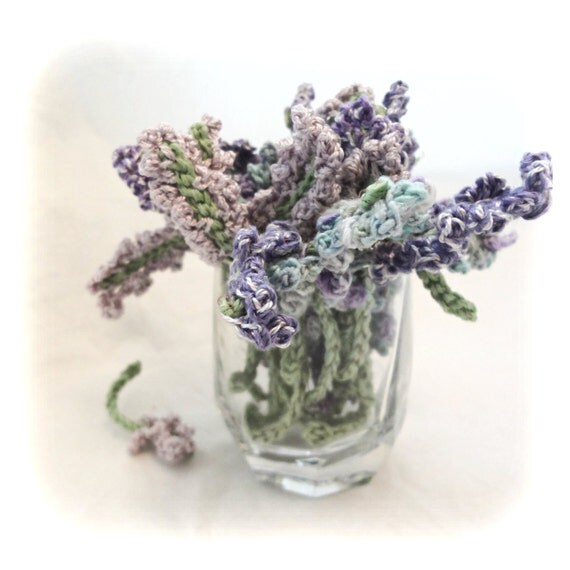 Set of 6 crochet lavender flowers Crochet applique small
