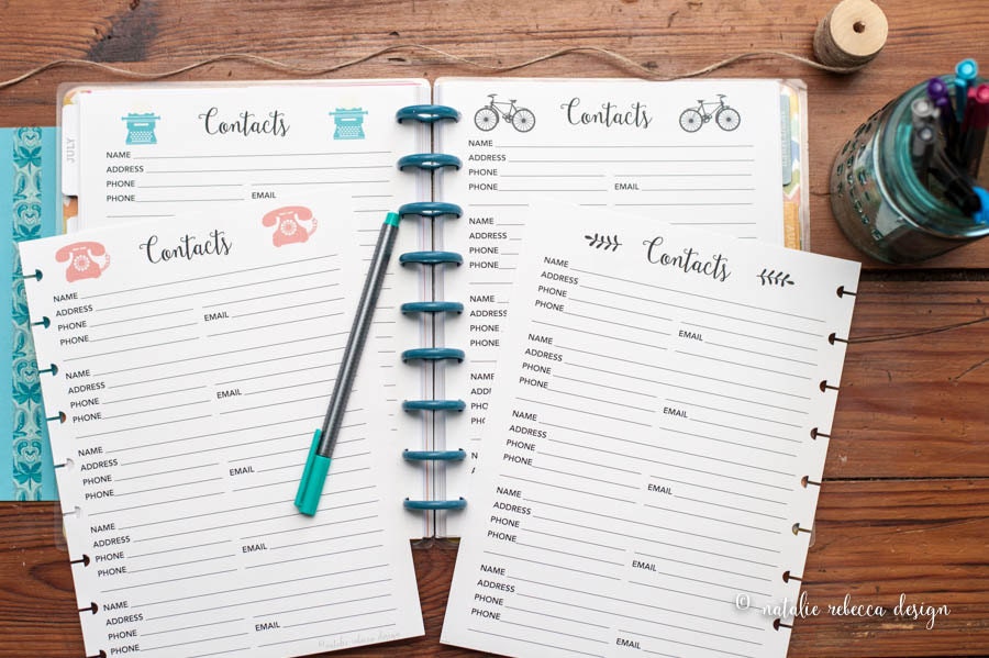 CONTACTS Letter Size Happy Planner Address Pages Circa Disc