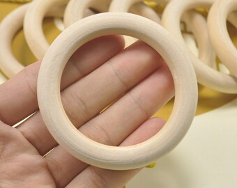 10pcs Round Teething Rings -68mm Large Wooden Ring natural unfinished Wood Teething Rings,wood ring pendant.