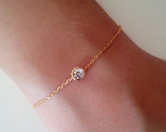 Gold bracelet, tiny bracelet, cubic zirconia bracelet, dainty bracelet