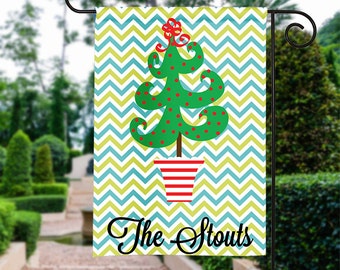 Personalized Garden Flag - Christmas Tree- Fall Garden Flag Monogrammed 12 by 18 Custom Yard Flag Best Selling Gifts For Her Home Decor