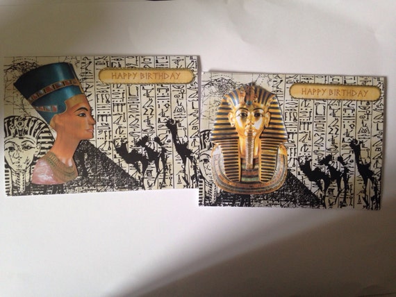 Two ancient egypt themed birthday cards by Pennyscarddesigns