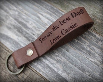 Father's Day Gift - Personalized Leather Keychain - Graduation Personalized - Monogram Initial Key Fob - Custom Keyring - Anniversary gift