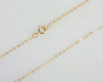 14k Gold Filled Flat Cable Chain Necklace for Pendants, 16 Inch, 18 Inch, 20 Inch, 24 Inch, 30 Inch