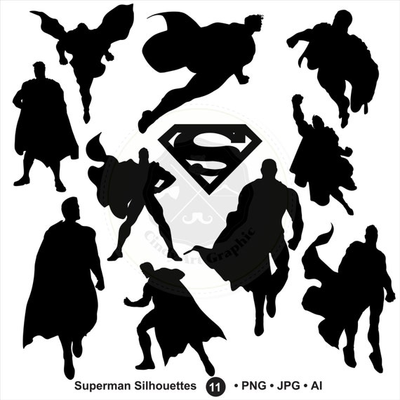 Superman Silhouettes Clipartsuperman by CindyArtGraphic on Etsy