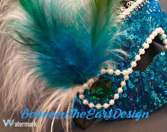 Masquerade Mask: Dark Blue Sequin!