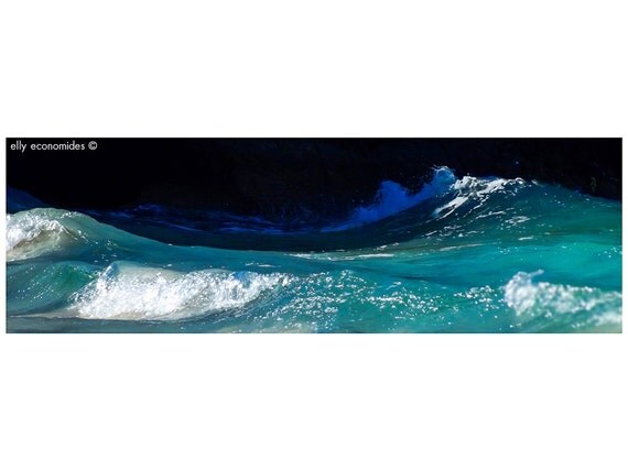 sea, ocean, aqua, wave, blue, water, beach, turquoise, wild, coast, Ocean Water Print, wall art, Ocean Waves, panoramic, 037