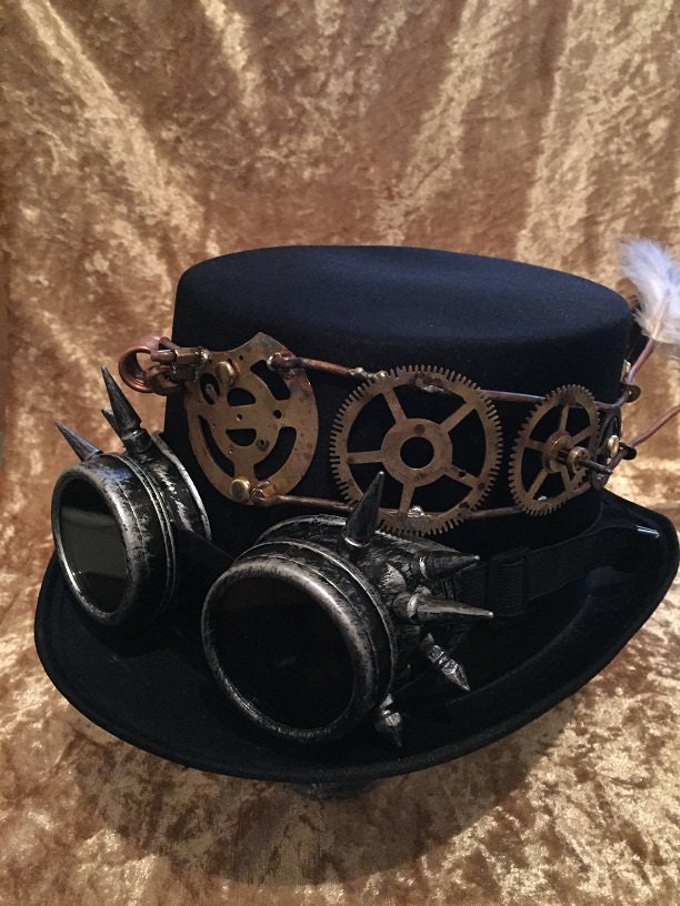 Steampunk Hat and Cyber Punk Top Hat With Silver by Steampunkbyben