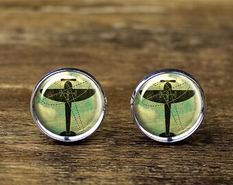Vintage Airplane cufflinks, Aviation cufflinks, Plane cufflinks