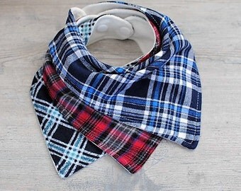 Baby Boy Bib-Bandana Bib-Plaid Baby Boy Bib- Terry Cloth Bib-Drool Bib-Cotton Bandana Bib-Baby Gift-Baby Shower Gift-Set of 3 Bibs Plaid