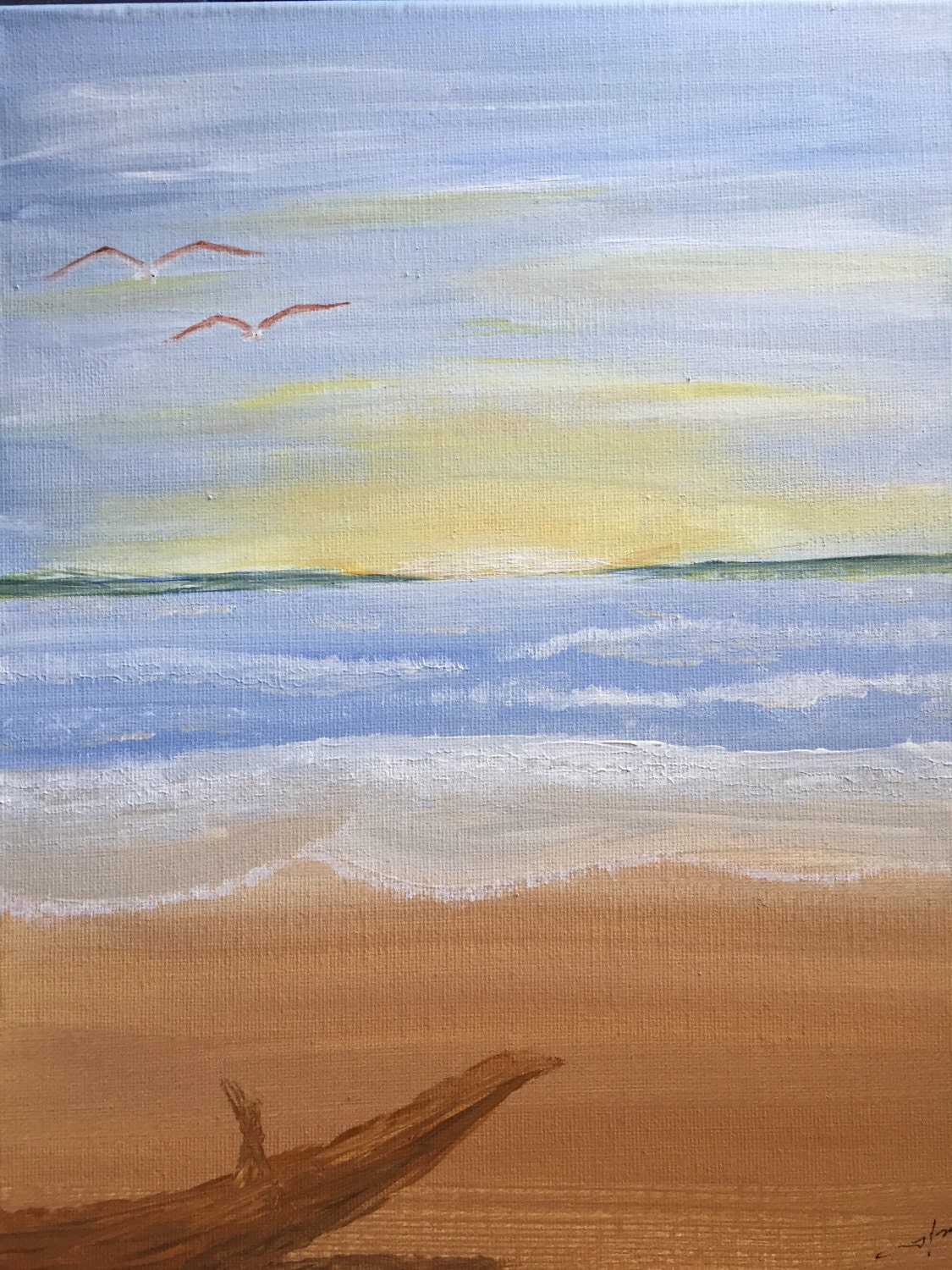 Original Acrylic Painting Driftwood by TerrainbyTaysia on Etsy