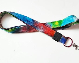 Tie Dye Lanyard Watercolor Lanyard Boho Lanyard Tye Dye Lanyard Hippie Lanyard Hippie Keychain ID Badge Holder Unique Lanyard Name Badge