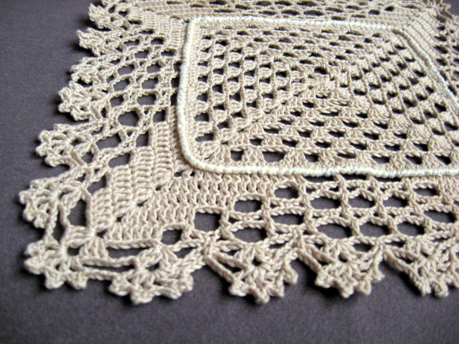 Crochet Doily square doily table decor by VintageKaStore