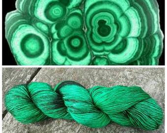 Hand Dyed Yarn, Ultra Soft Single Ply Merino Fingering Weight Tonal Yarn Perfect for Shawls and Other Special Accessories - Malachite