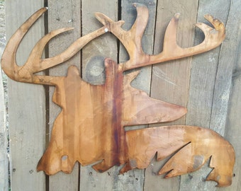 Handcrafted, handmade, Buck bust metal sign. Great Fathers day or Birthday gift. Man Cave wall decor. Hunting wall decor.